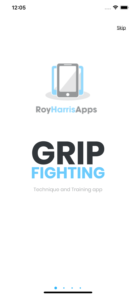 Roy Harris Grip Fighting - Introductory screen of the Roy Harris Grip Fighting technique and training app