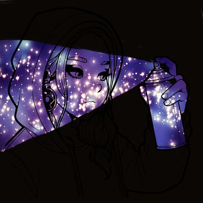 a realistic girl, spray painting