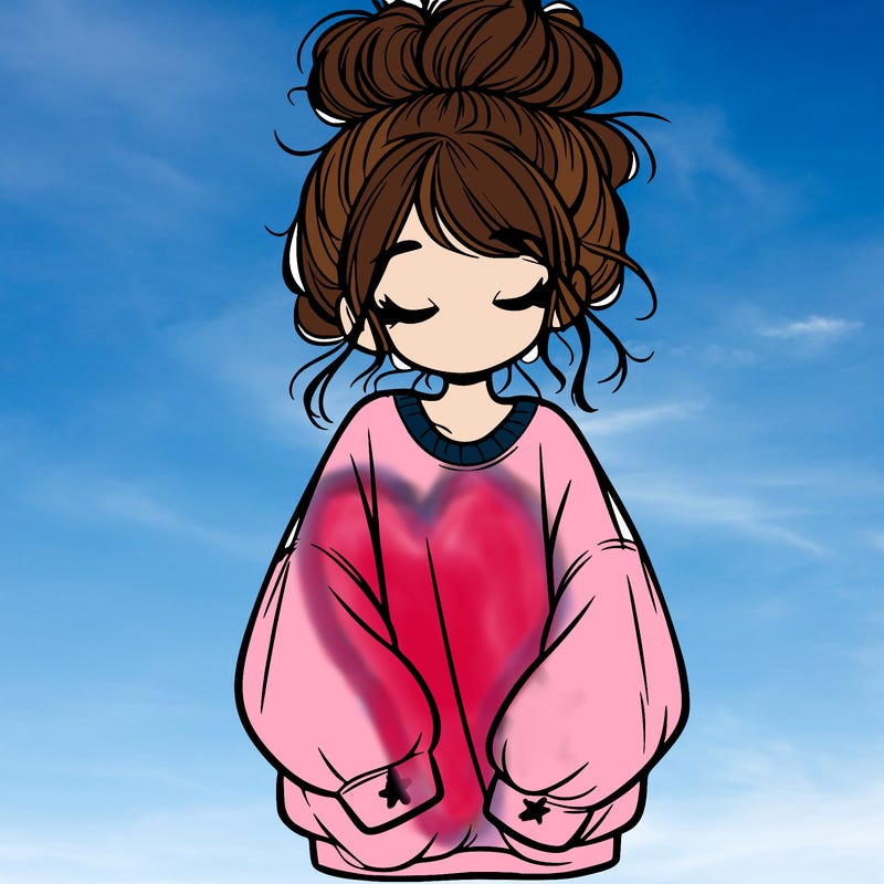 girl with baggy sweatshirt and messy bun