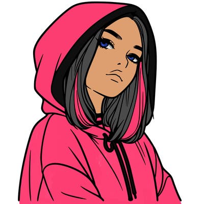 a realistic girl in a hoodie