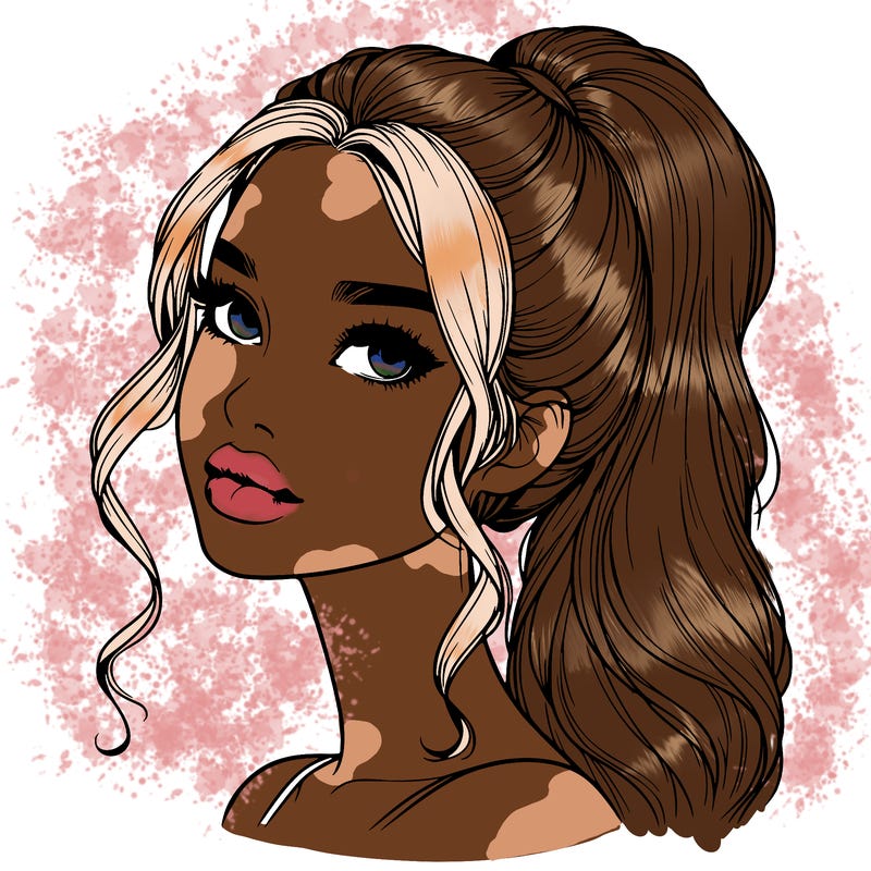 realistic girl with a ponytail on her hair and lips