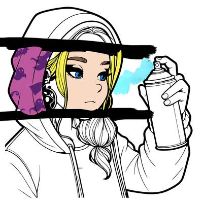 a realistic girl, spray painting