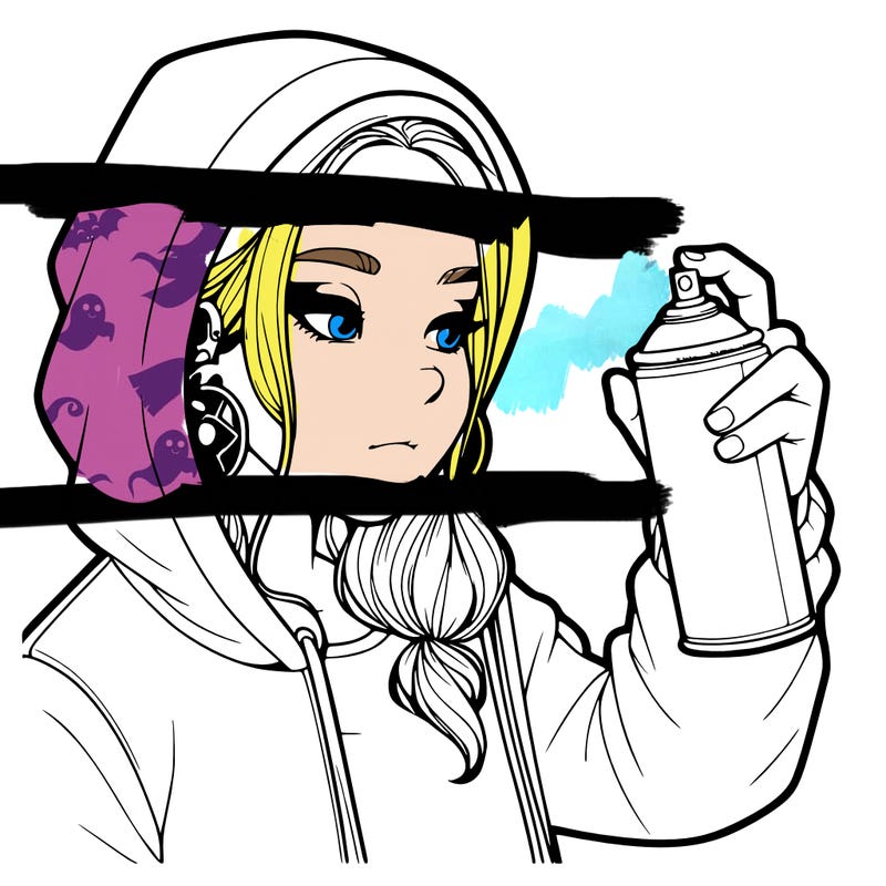 a realistic girl, spray painting