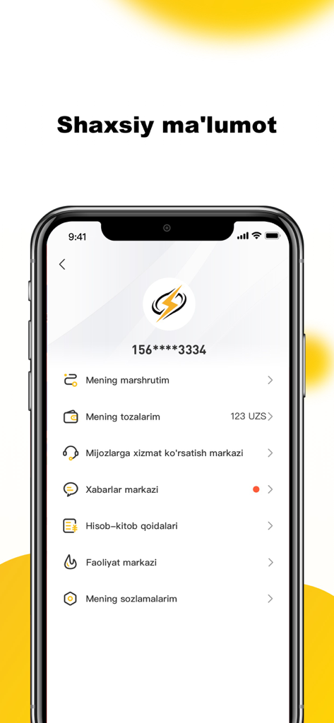 Thunder-Go - Thunder-Go e-bike app user profile interface showing account details and settings menu