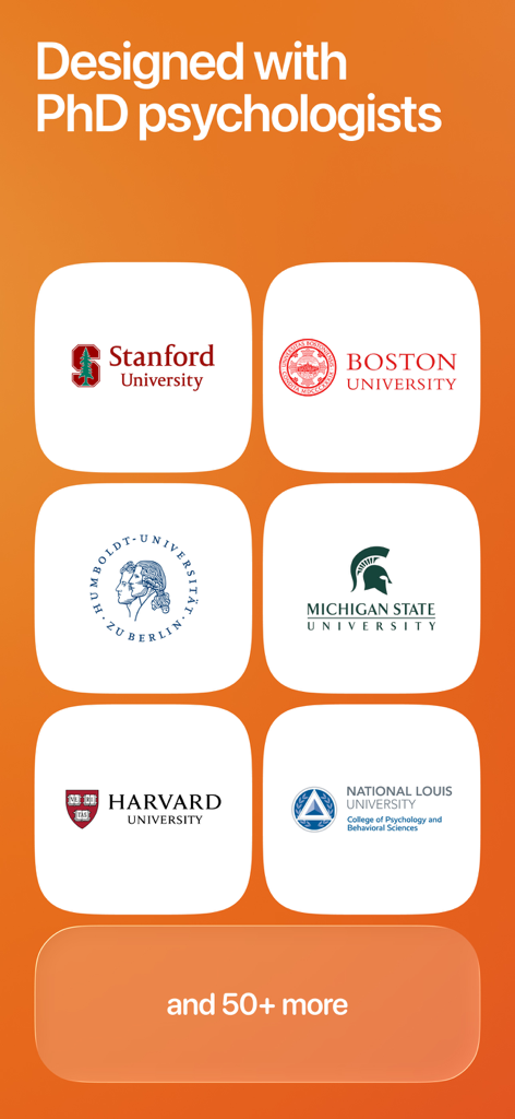 University logos including Stanford and Harvard indicating the Lovon app was designed with PhD psychologists