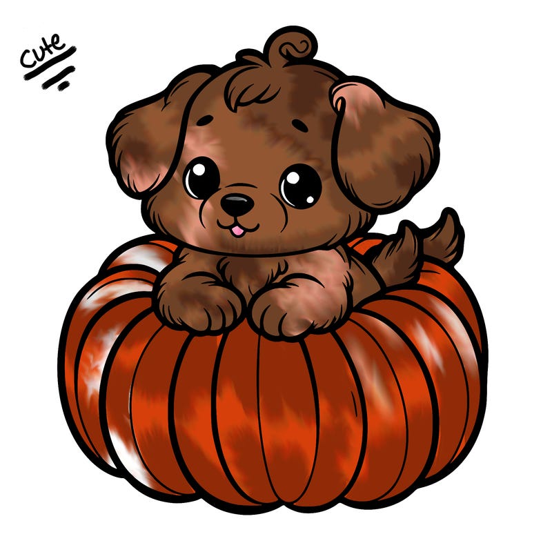cute little puppy in a pumpkin