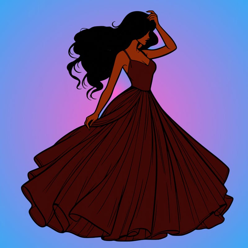 realistic woman with dress flowing in the wind