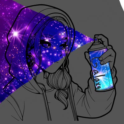 a realistic girl, spray painting