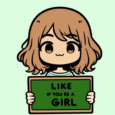 a cute girl holding a sign that says like if you’re a girl