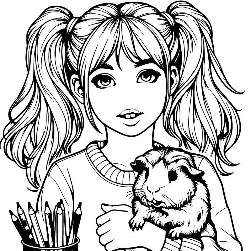 realistic girl holding realistic guinea pig