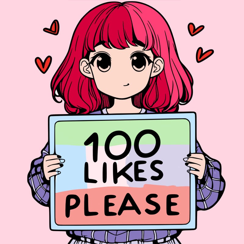 a girl holding a sign saying 100 likes please