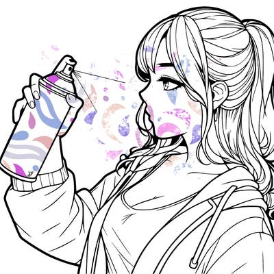 a realistic girl spray, painting