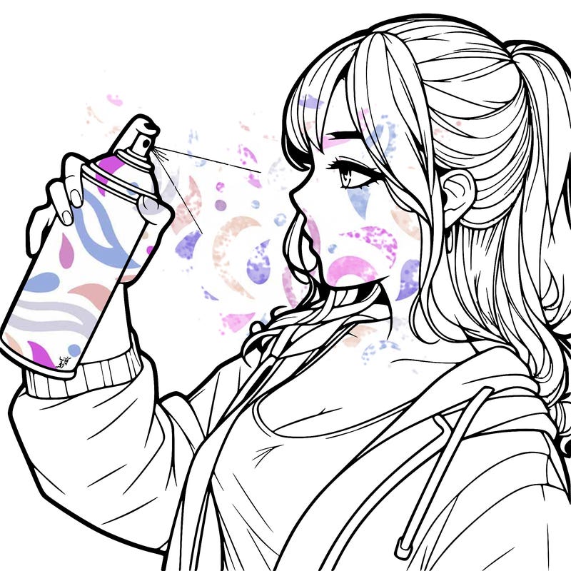 a realistic girl spray, painting