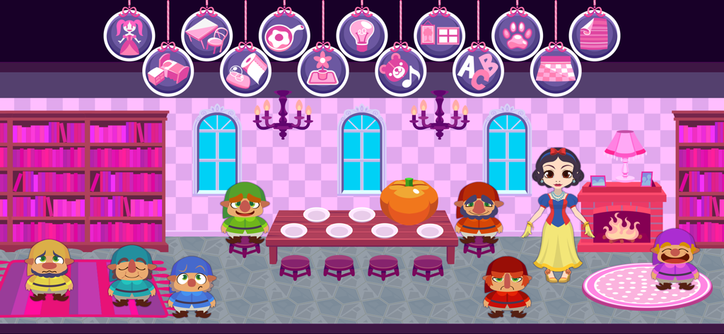 My Fairy Tale - Game - Snow White and the seven dwarfs in a decorated dollhouse dining room