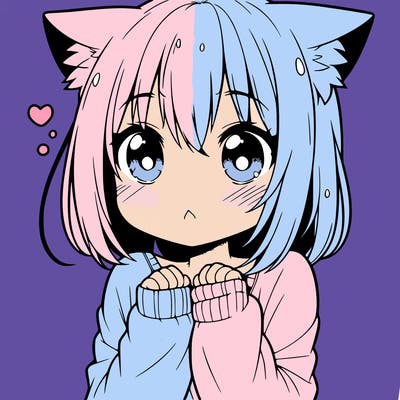 shy anime catgirl
