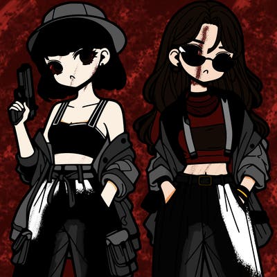 stylish girls with a gun