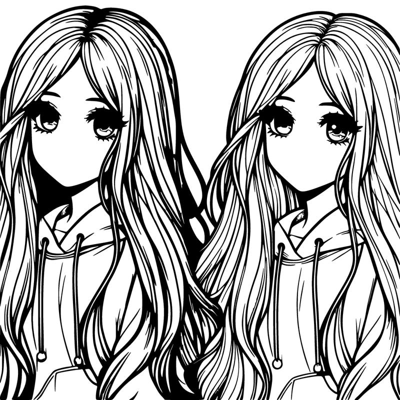 realistic girl with long hair and cute face with a hoodie