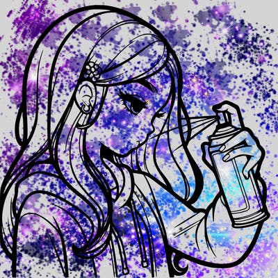 a realistic girl spray painting