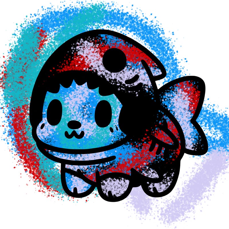 cute dog wearing a shark costume