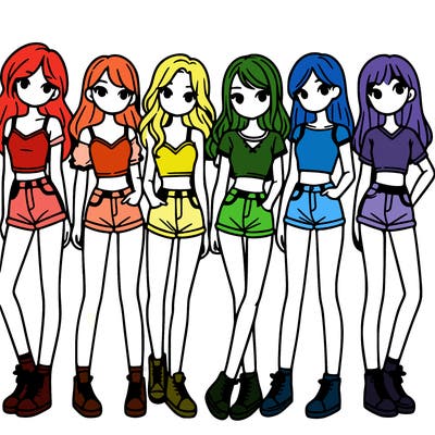 a group of girls wearing crop tops and shorts