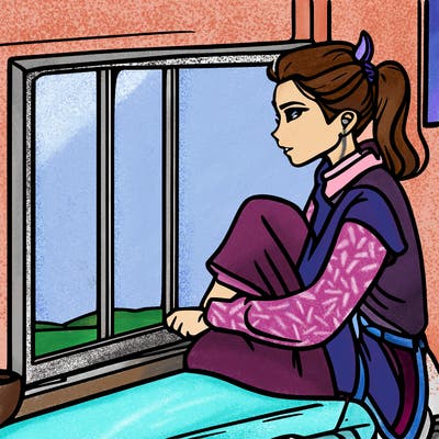 elf staring out a window