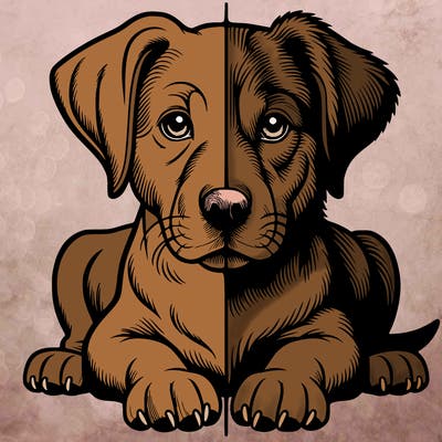 realistic dog split picture