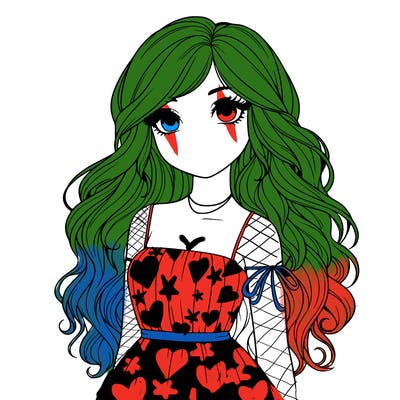 realistic girl with long hair and dress