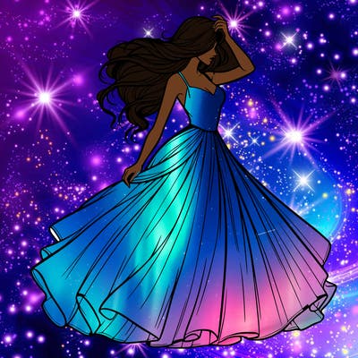 realistic woman with dress flowing in the wind