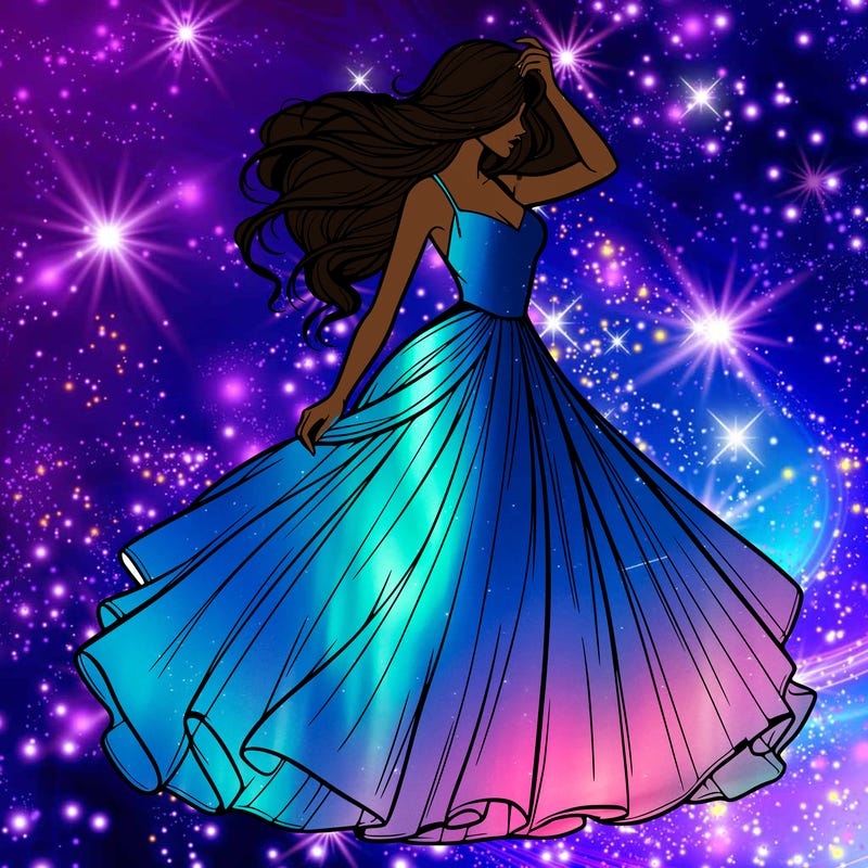 realistic woman with dress flowing in the wind