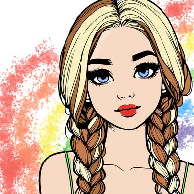 realistic girl with braids