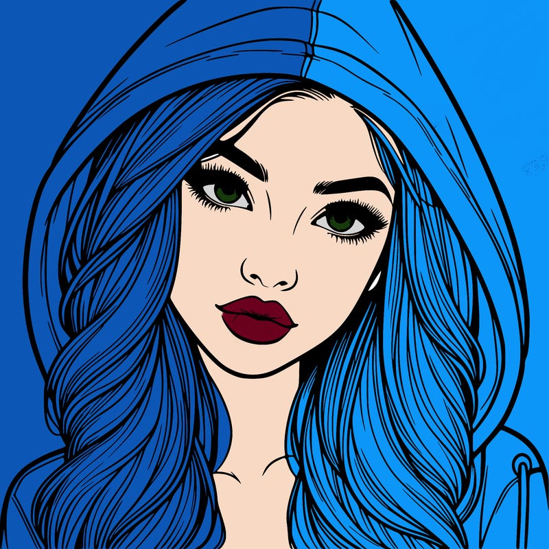 realistic beautiful girl with a hood on