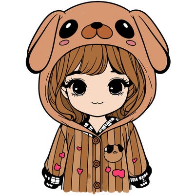 realistic girl in dog pjs
