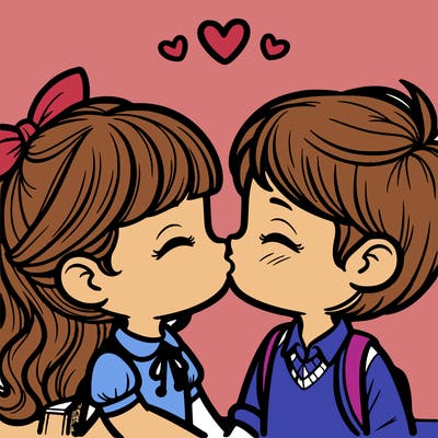 boy and girl kissing