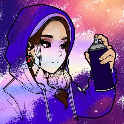 a realistic girl, spray painting