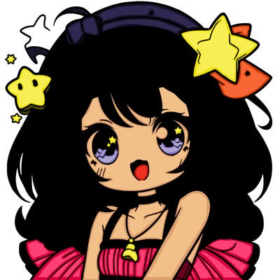 cute anime girl with star accessories