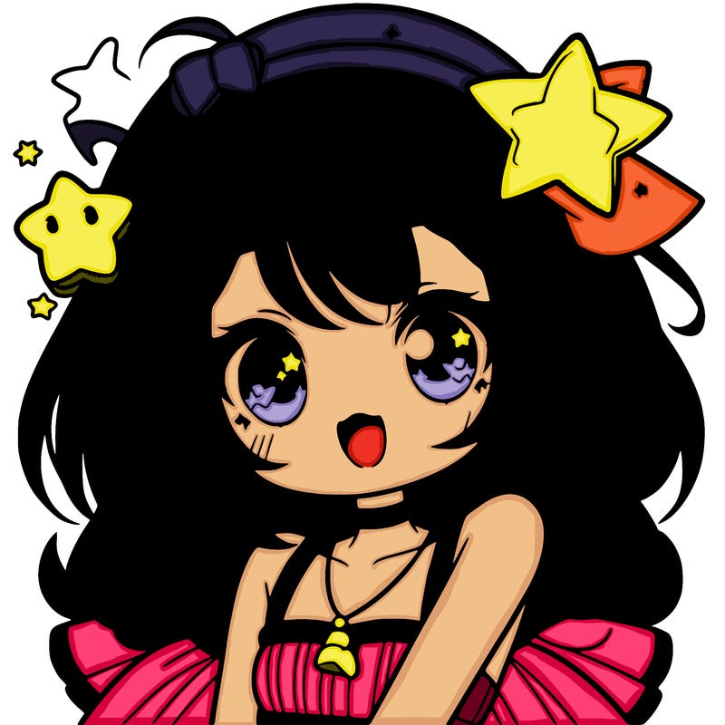 cute anime girl with star accessories
