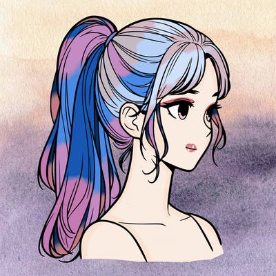 a realistic girl with a ponytail