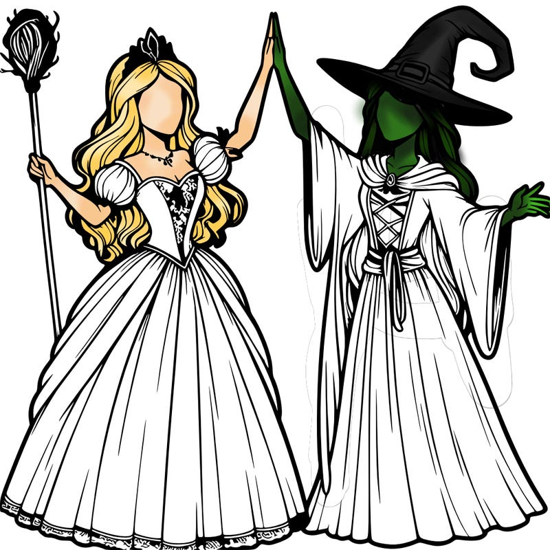 detailed realistic split of a princess and a witch