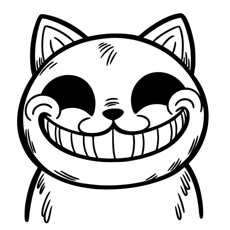 a cat that is smiling creepy