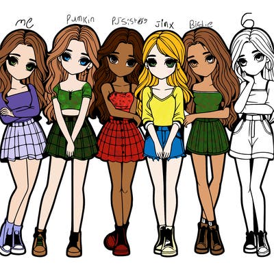 a group of girls realistic