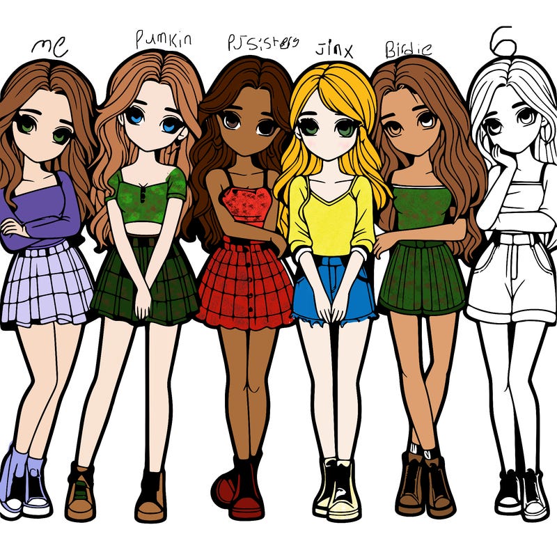 a group of girls realistic