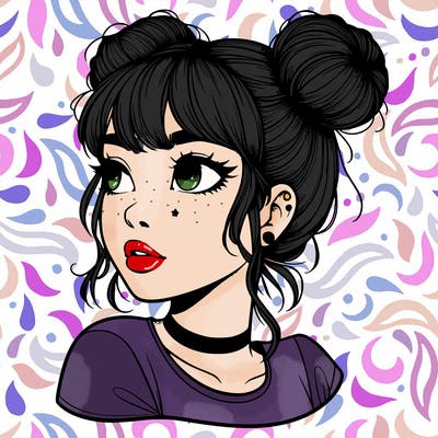 realistic girl with spacebuns