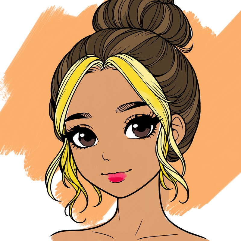 realistic pretty girl with hair in bun