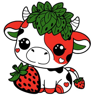cute strawberry cow