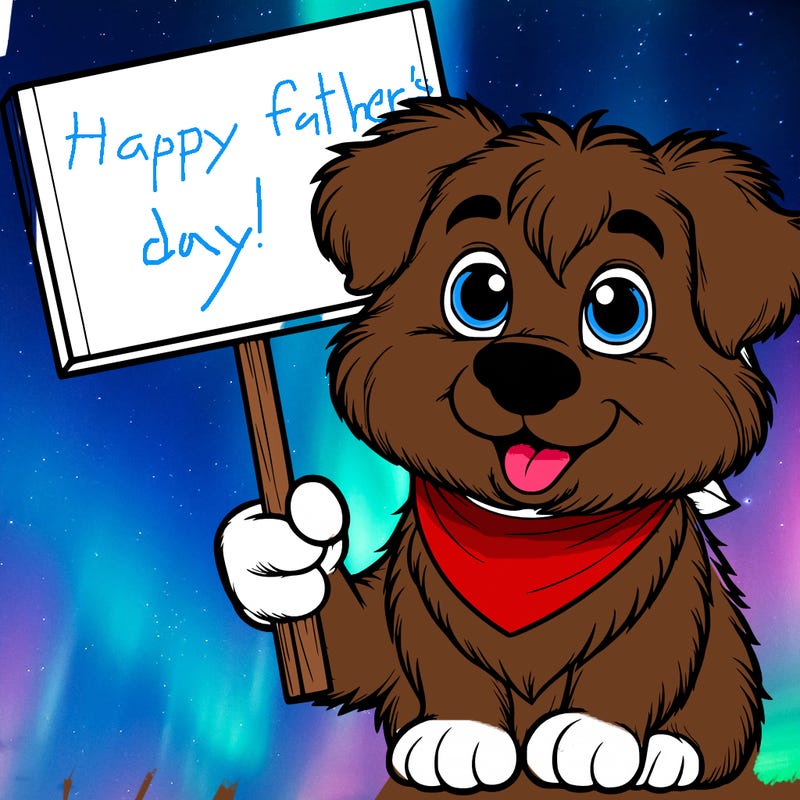 realistic dog holding a sighn