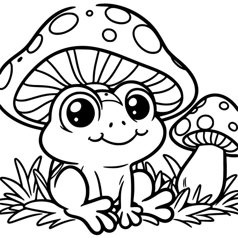 froggy with a mushroom hat