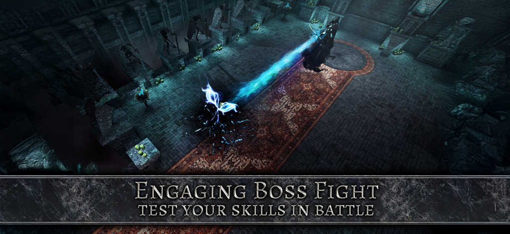 AnimA ARPG (Action RPG) - AnimA ARPGのキャラクターが、暗いダンジョン内でボス戦を行っている様子