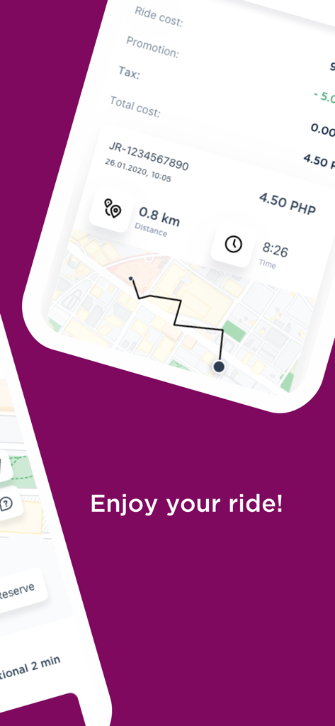 Moovr PH - Moovr PH app ride summary screen showing cost distance time and route map