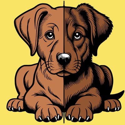 realistic dog split picture