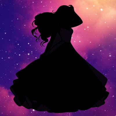 realistic woman with dress flowing in the wind